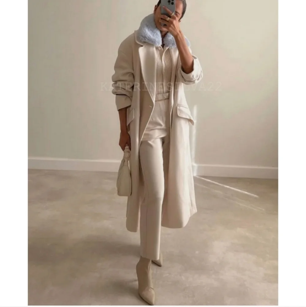 Zara Faux Fur Lapel Collar Knit Cardigan - Picture 8 of 16